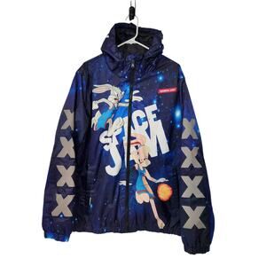Member's Only Space Jam Looney Tunes Bugs Bunny Quilted Zip Hooded Jacket Men XL